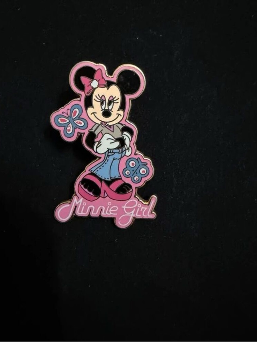 Disney Minnie Girl Pink and Blue Enamel Pin